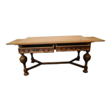 Flat oak desk Henri II style