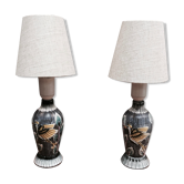 Duo of scandinavian ceramic lamps design 1960