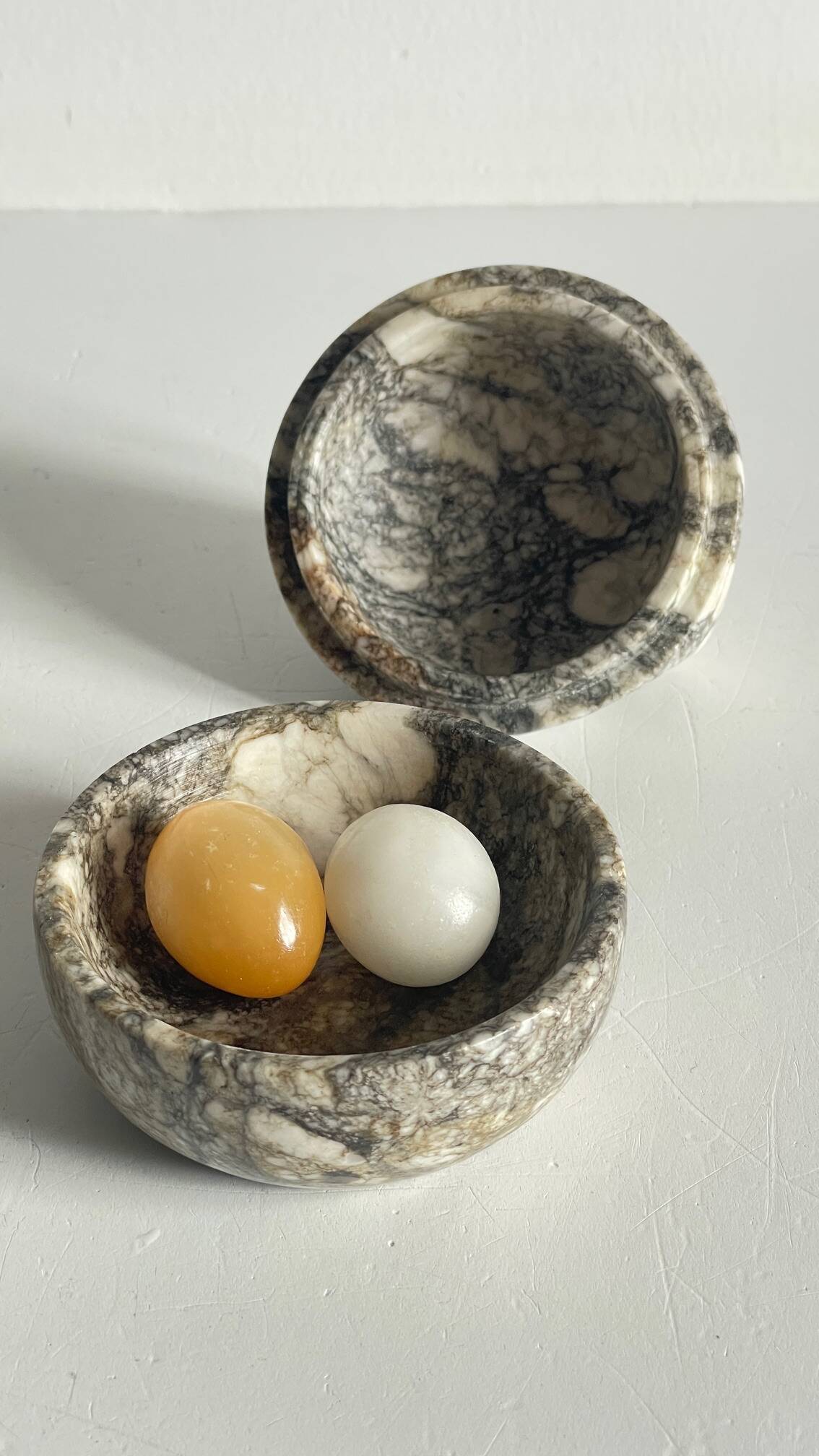 Vintage Marble Chicken with Eggs Sculpture