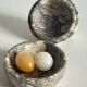 Vintage Marble Chicken with Eggs Sculpture