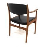 Fauteuil de bureau scandinave en teck et en skaï, Suède, 1960
