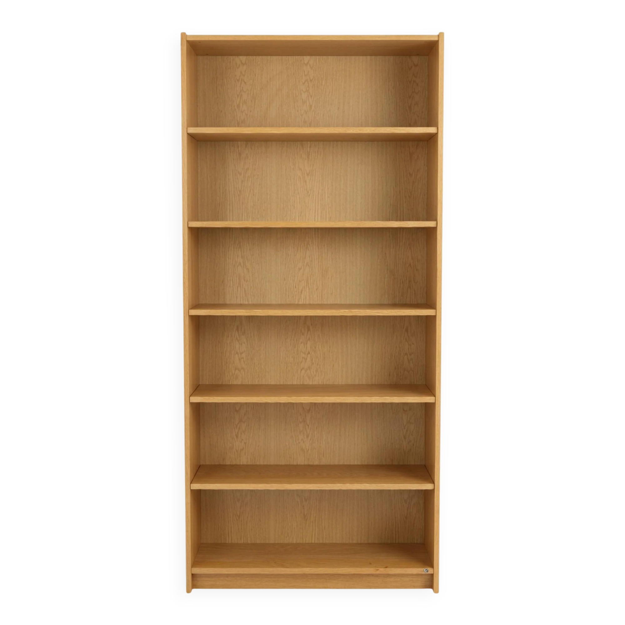 Vintage Scandinavian oak veneer library - 200 cm - modular shelves, 20th century