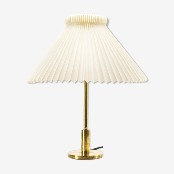 Stepped column brass lamp with le klint shade, Denmark 1960s