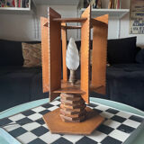 Lampe moderniste en bois - création d’ébénisterie artisanale 70’s