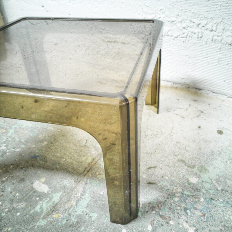 Smoked plexiglas coffee table