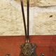 Old wood metal wall coat rack with 5 hooks