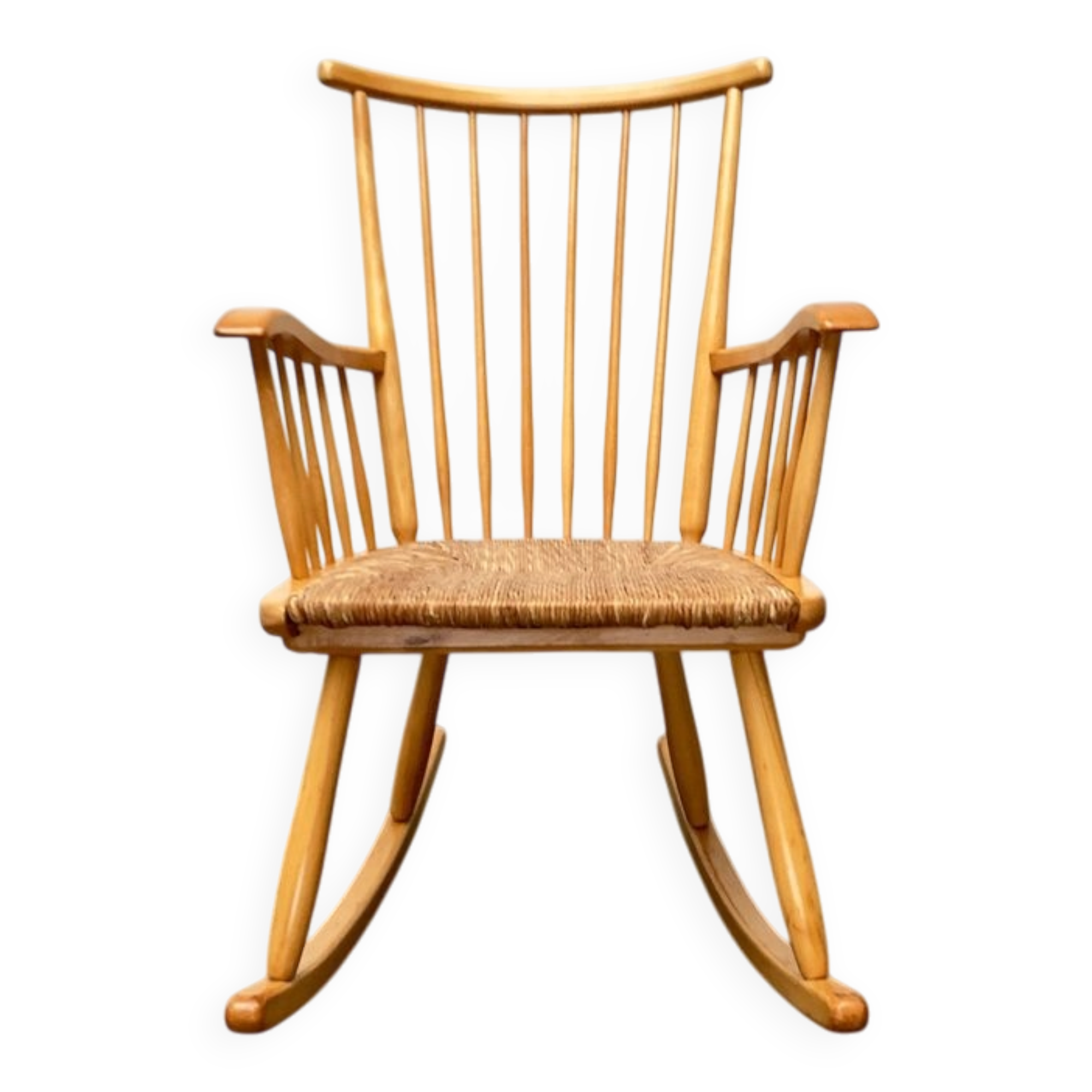 Mid-Century rocking chair model WK-S 7 in beech by Arno Lambrecht for Wk Möbel, 1950s.
