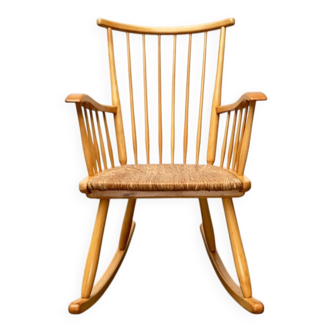 Mid-Century rocking chair model WK-S 7 in beech by Arno Lambrecht for Wk Möbel, 1950s.