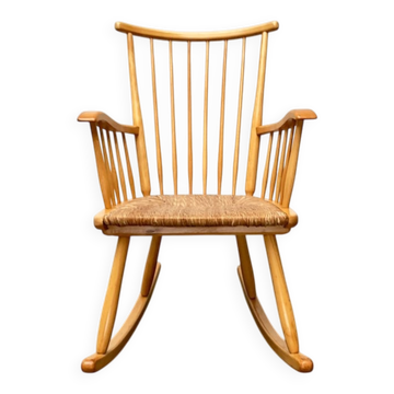 Mid-Century rocking chair model WK-S 7 in beech by Arno Lambrecht for Wk Möbel, 1950s.