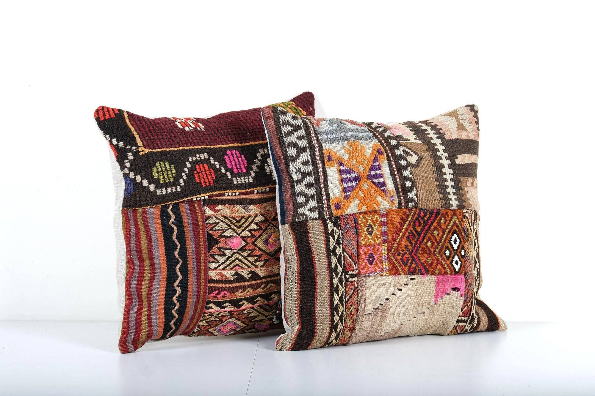 Set of 2 vintage kilim cushion covers 48x48 cm