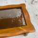 Vintage solid wood coffee table with glass and cane 100x50cm