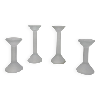 Lot de 4 bougeoirs en verre sable