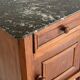 Antique bedside table in wood and marble