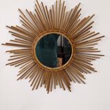 XL rattan sun mirror from the 50s/60s