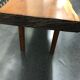 Wooden yew timbered bench stamped Reynolds of Ludlow, circa 1960