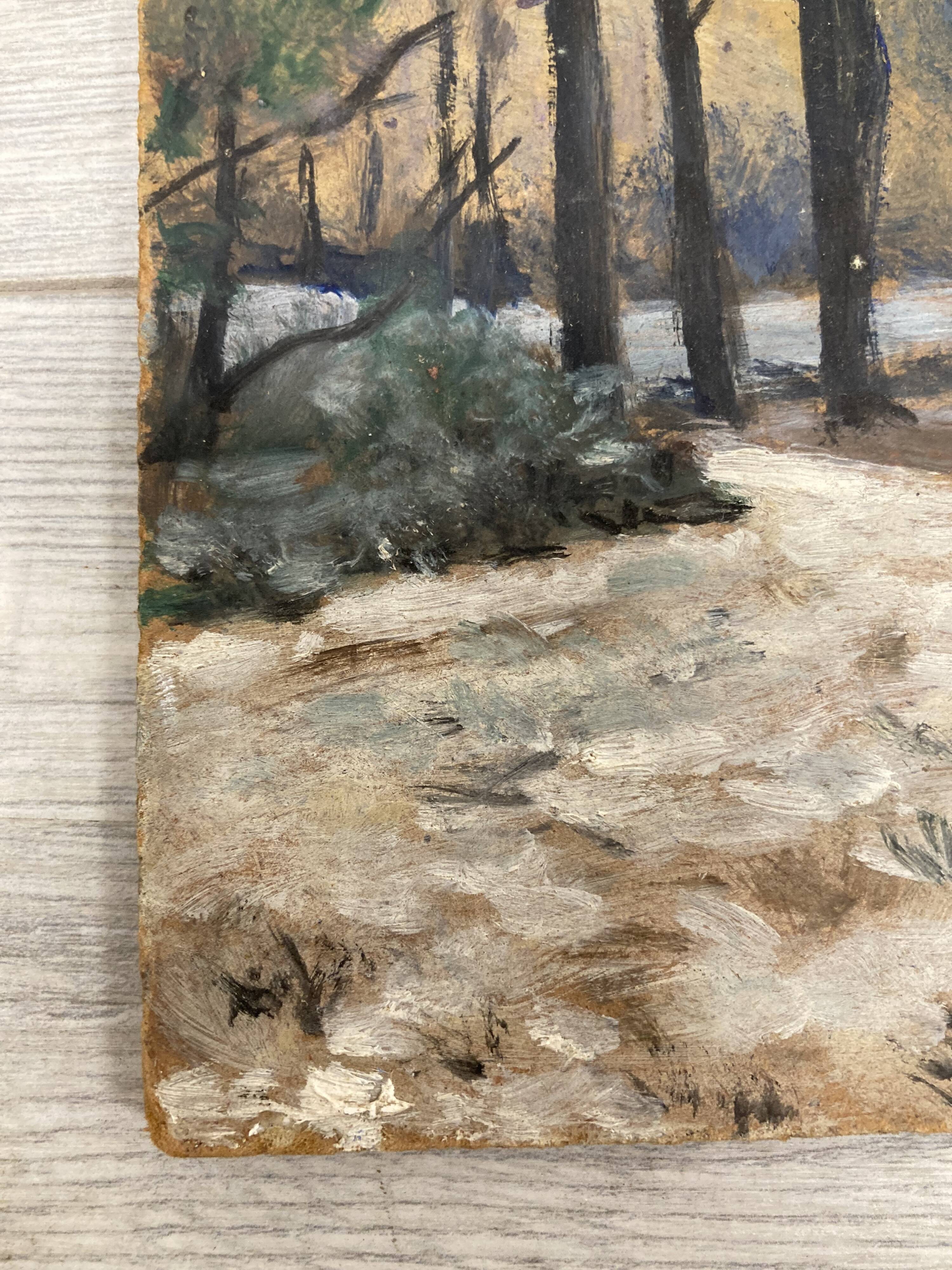 Oil on vintage landscape panel