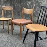 Series of 6 mismatched vintage chairs