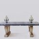 Blue granite table azul bahia and pierre limoneuse circa 1980