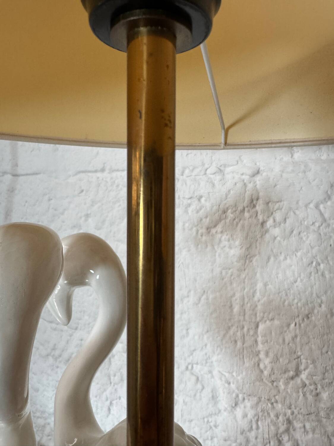 Porcelain lamp with pink flamingos from the 1980s.