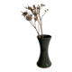Dark green handcrafted vase with glazed ceramic grass blades
