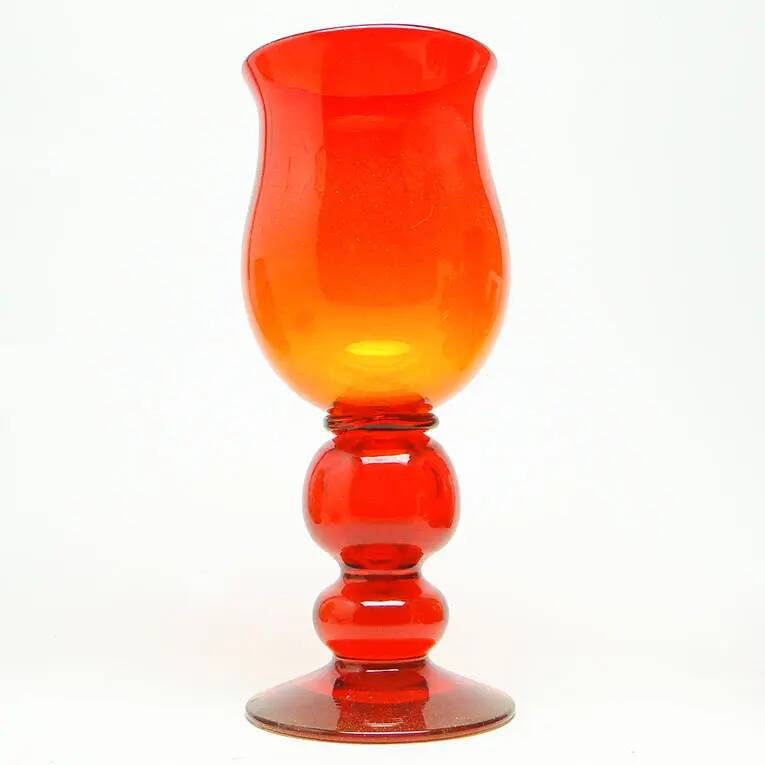 Vase moderniste, en verre orange, conçu par J. Słuczan-Orkusz, Pologne, années 1970