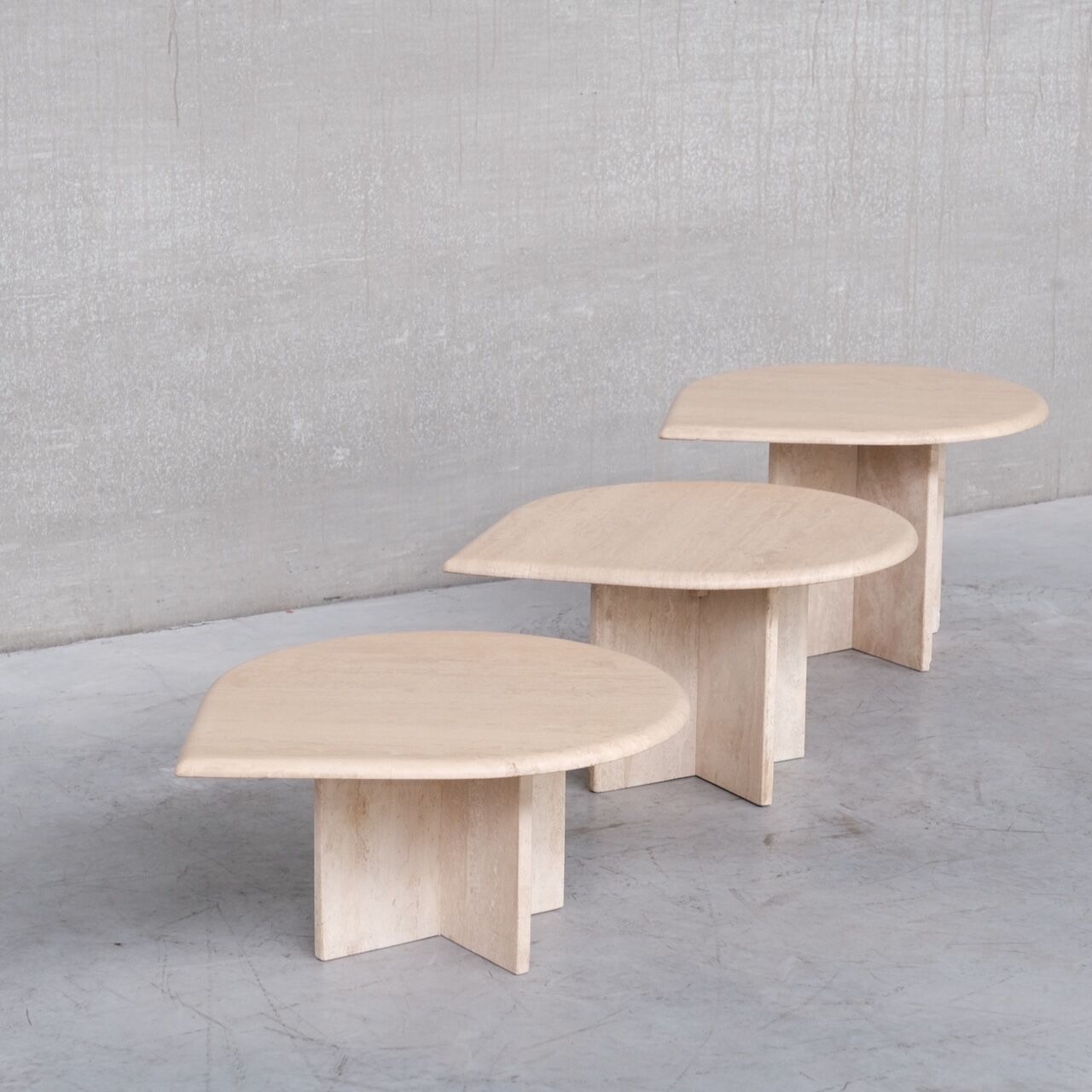 Travertine Mid-century Nest of Coffee or Side Tables
