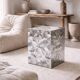 Sculptural Stainless Steel Cube Side Table