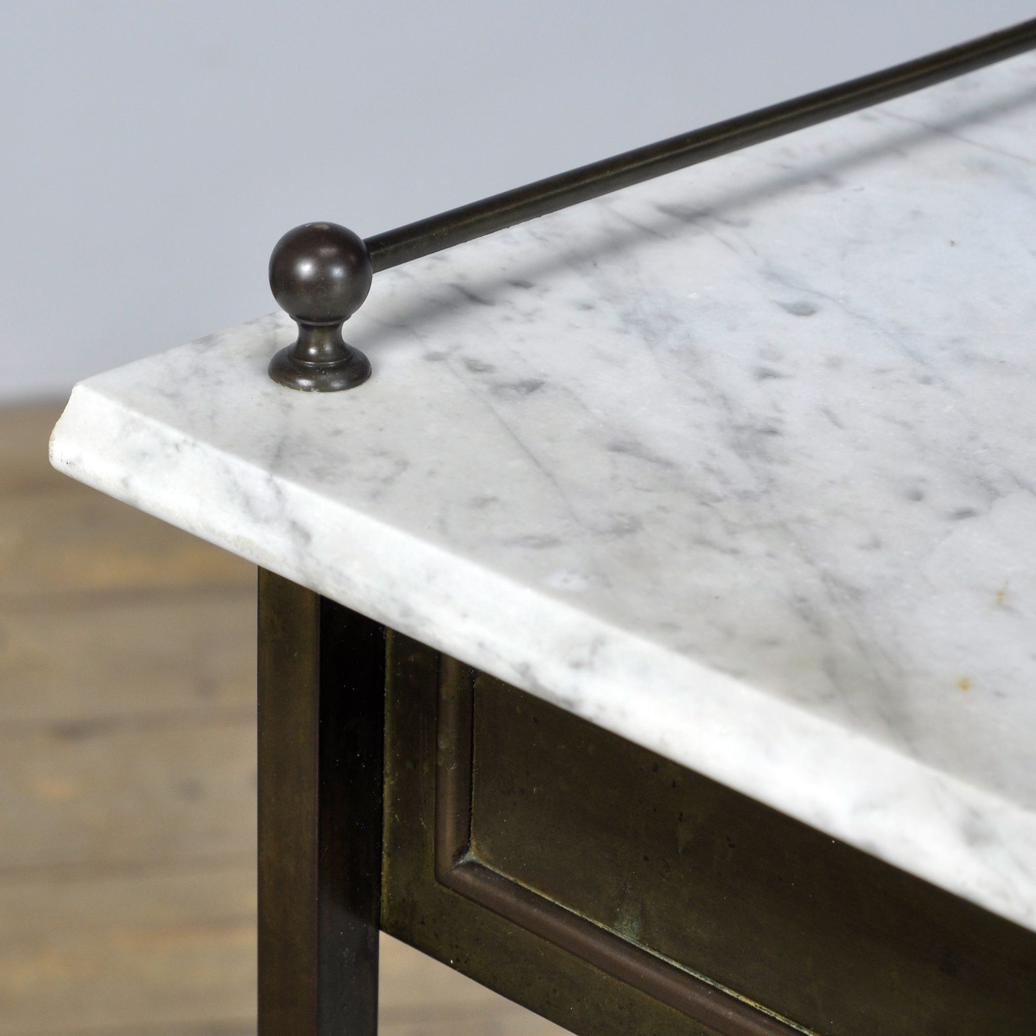 Brass Nightstand With Marble Top, 1910's