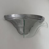 Vintage art deco wall light, brushed metal and glass, France 1930