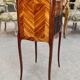 19th century marquetry and leather bedside, 19th century