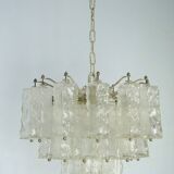 Mid-Century Toni Zuccheri for Venini, corteccia murano glass chandelier. 1960s Italy