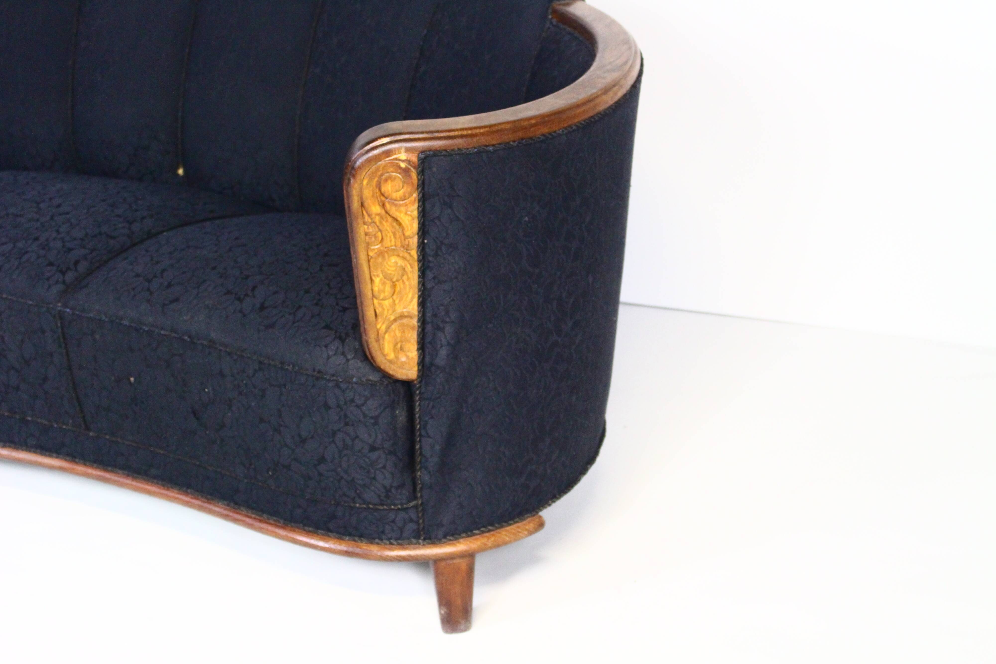1930s Art Deco Curved Banana Sofa