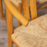 Set of 4 vintage 80s chairs in oak wood danish design