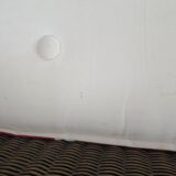 2 armchairs in woven rattan and wood, 1980s