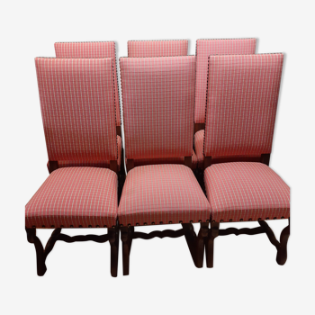 Série de 6 chaises de style Louis XIII