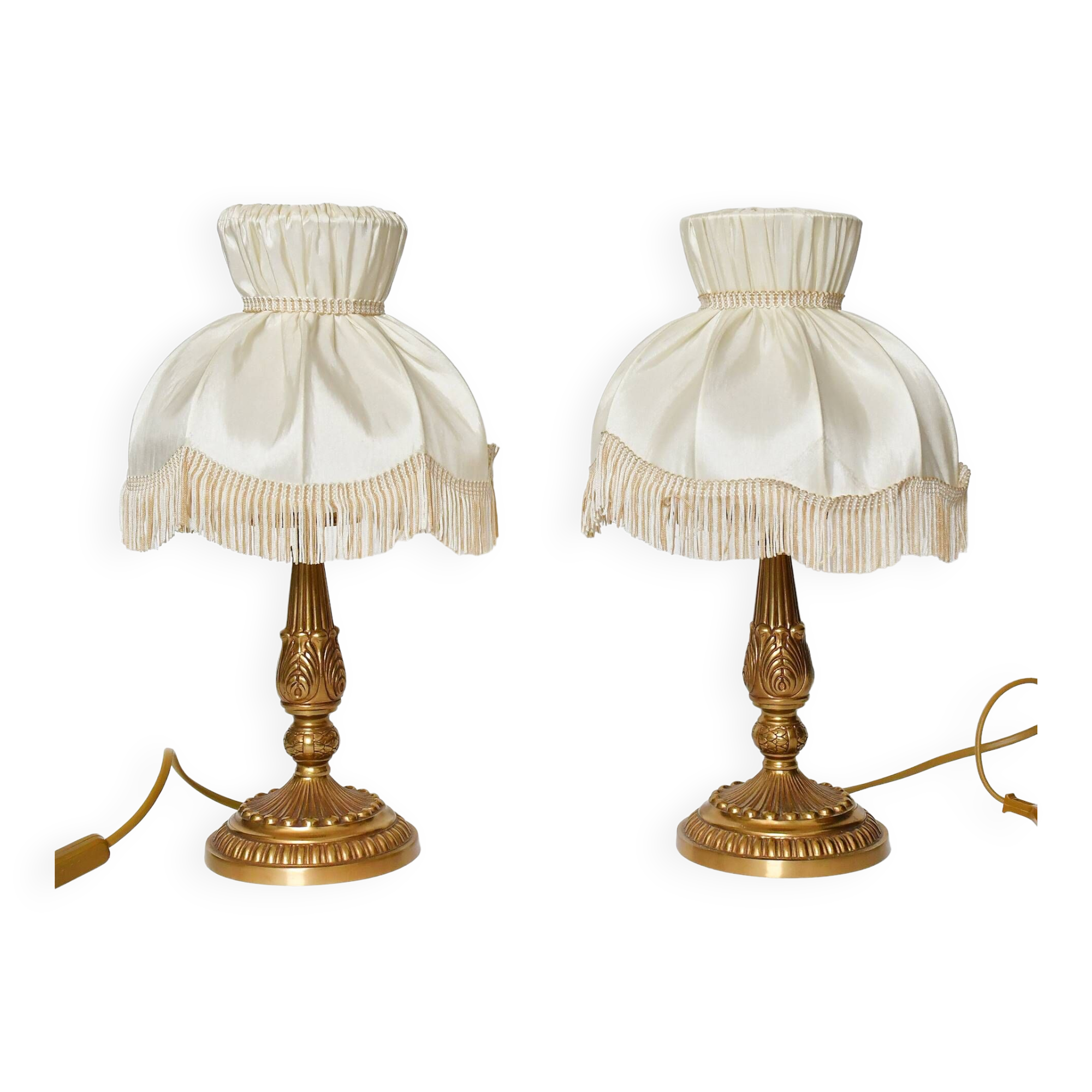 Pair of gold metal table lamps