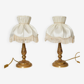 Pair of gold metal table lamps