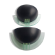 Pair of vintage black metal and plexiglass half-moon wall lights