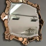 Venetian Quadratic Mirror with Rosé Rauchglass Frame