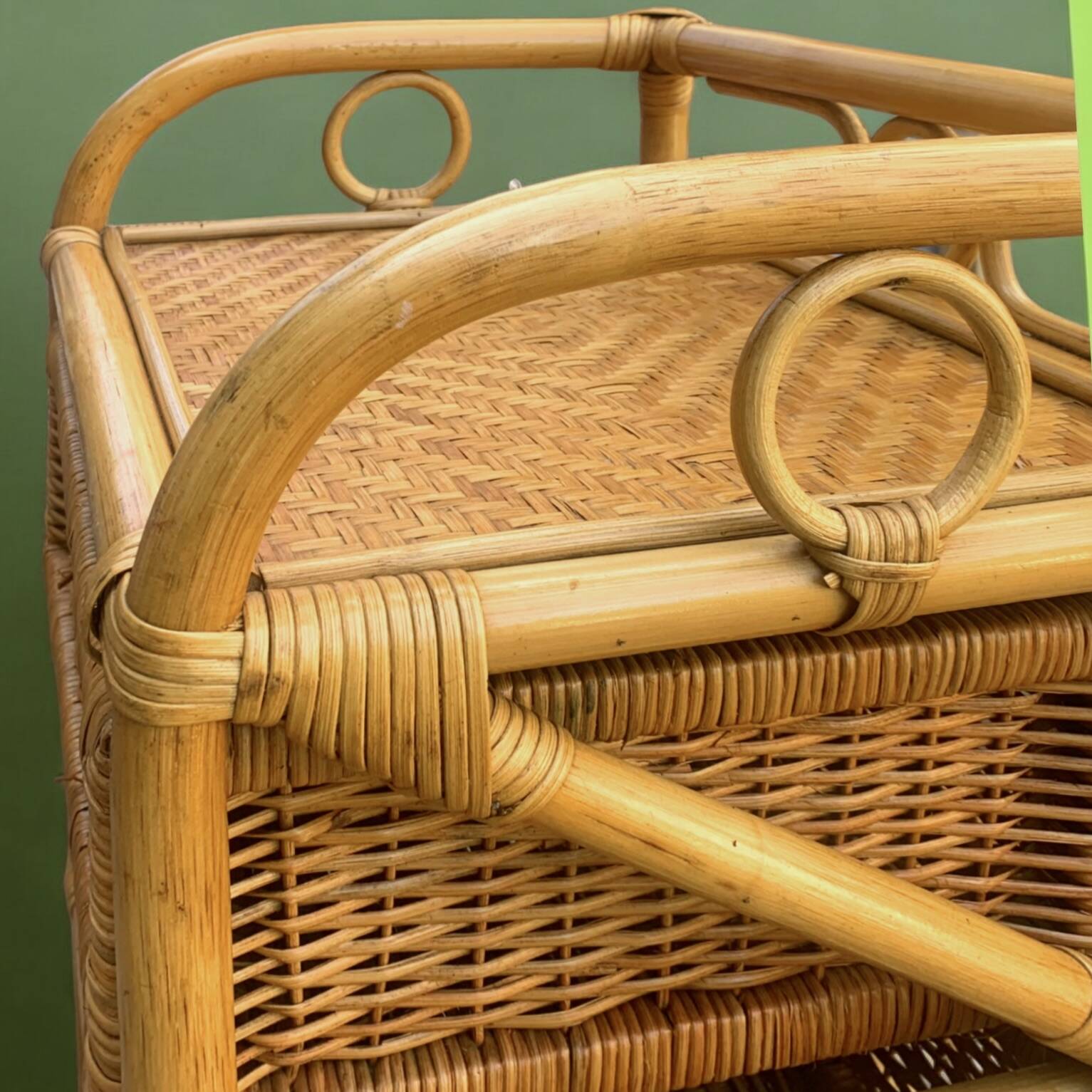 Vintage rattan and bamboo chest of drawers