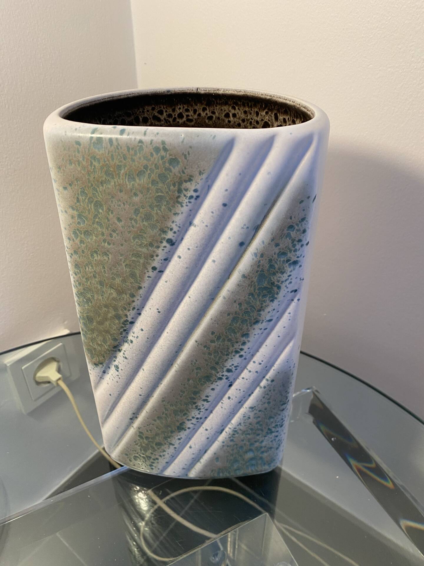 Large vintage vase numbered in pale green and white.