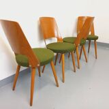 Set of 4 vintage Baumann Mondor chairs in terry cloth wood
