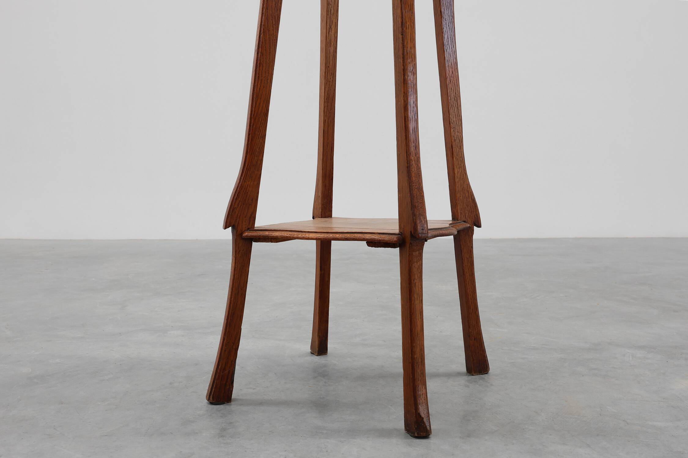 Art Deco tall pedestal in oak with 2 levels, France ca. 1915