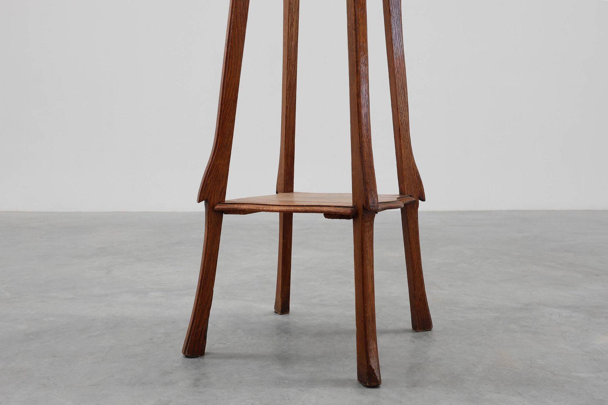 Art Deco tall pedestal in oak with 2 levels, France ca. 1915