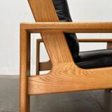 Mid-Century lounge chair model Bonanza with a high back in leather by Esko Pajamies for Asko, Finland, 1960s.