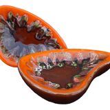 Paire de plats vintage français en faïence de Vallauris à glaçure orange