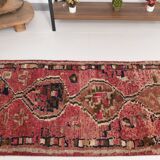 Red Cream Tribal Turkish Runner Rug 88x311Cm SK 18885