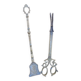 Zoomorphic bronze fireplace shovel and tongs
