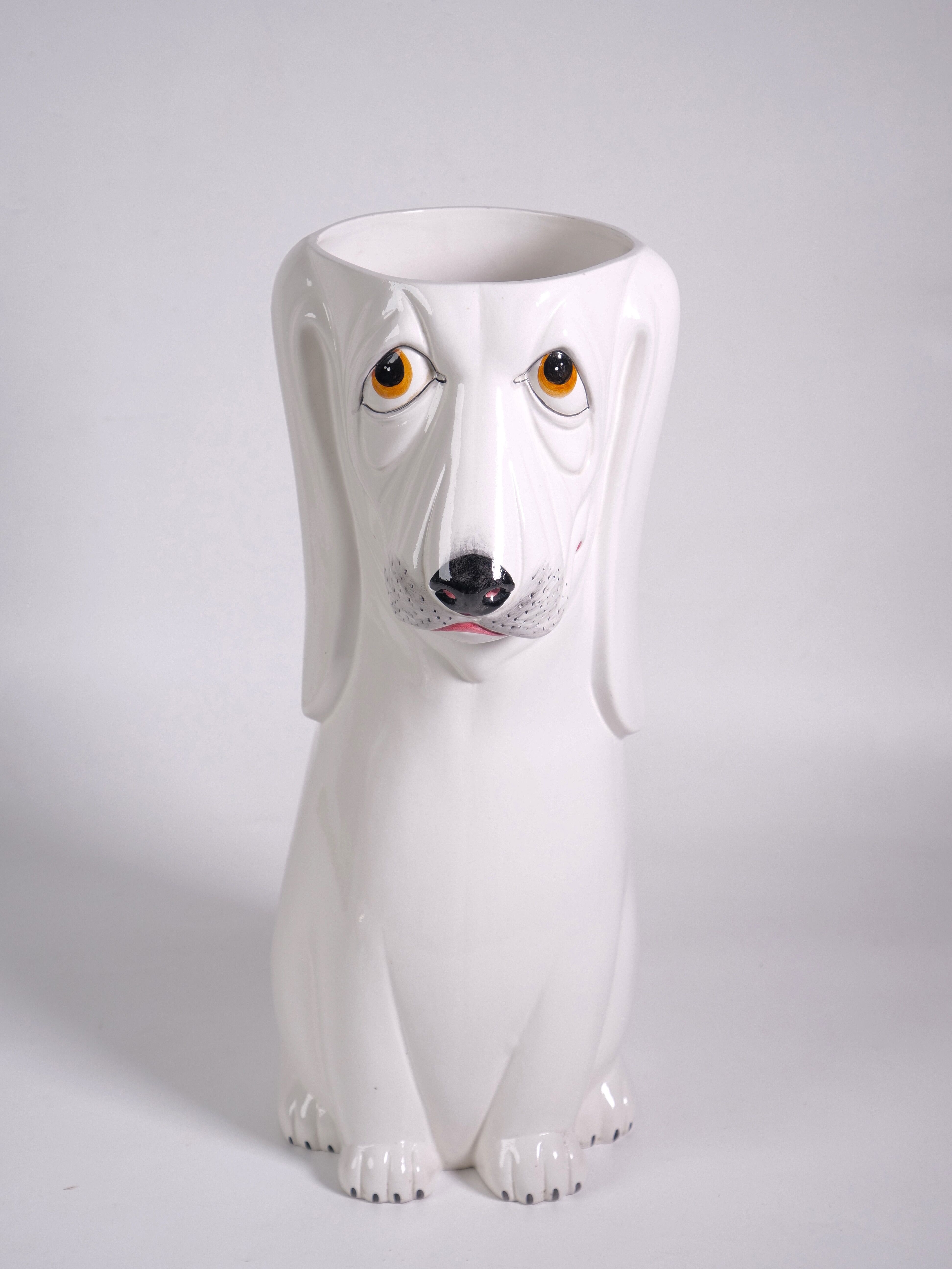 Umbrella holder ceramic dog design italy