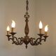 French Vintage Art Nouveau Bronze 5 Light Traditional Style Chandelier 5483
